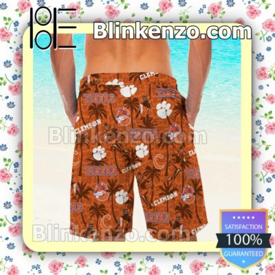 Clemson Tigers Tropical Coconut Tree Mens Shirt, Swim Trunk a