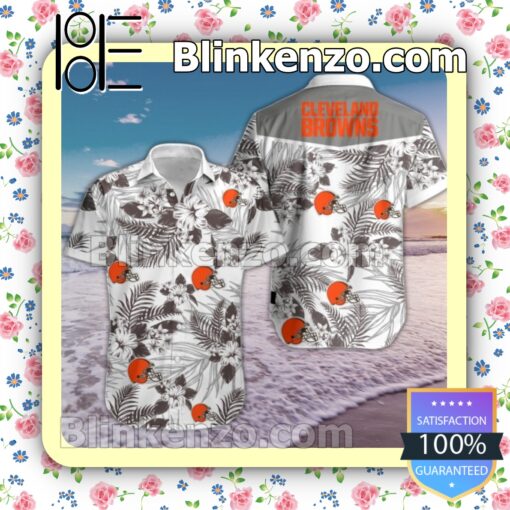 Cleveland Browns Hibiscus Flower Pattern White Summer Shirts