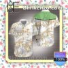 Cocktail Gold Tropical Floral White Summer Shirts