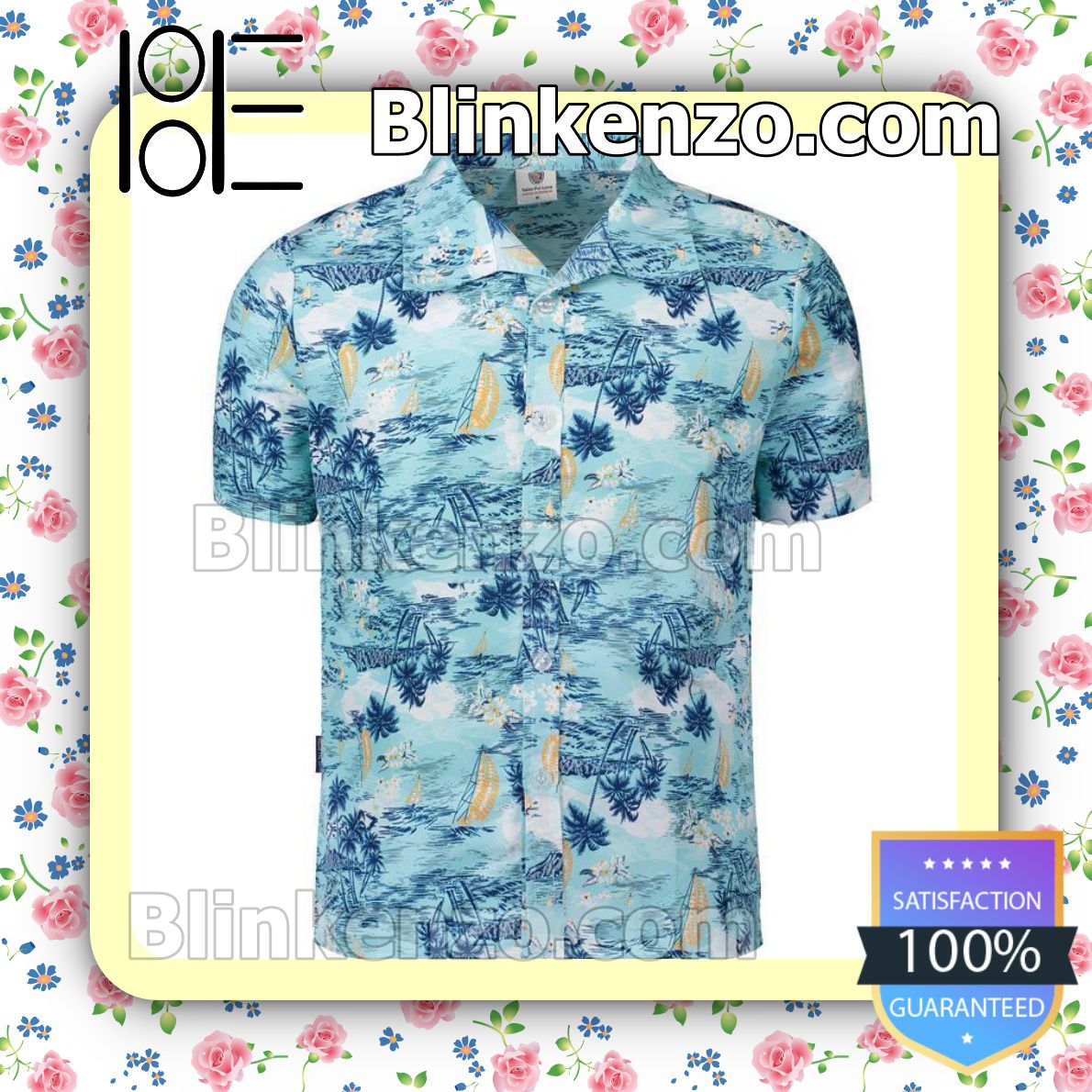 Coconut Tree Beach Pattern Blue Summer Shirts