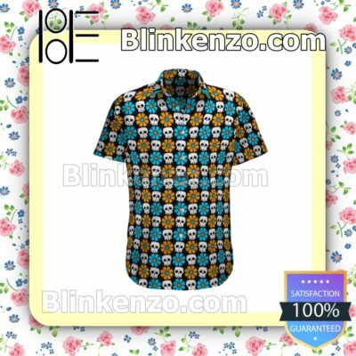 Colorful Skull Flowers Summer Shirts