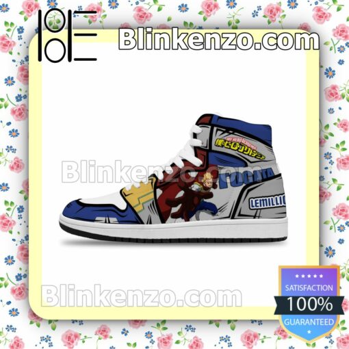 Cool Classic BNHA Lemillion Custom Anime My Hero Academia Solid Color Line Air Jordan 1 Mid Shoes