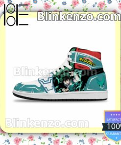 Cool Classic Izuku Midoriya Custom Deku My Hero Academia Anime Solid Color Line Air Jordan 1 Mid Shoes