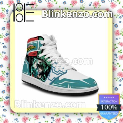 Cool Classic Izuku Midoriya Custom Deku My Hero Academia Anime Solid Color Line Air Jordan 1 Mid Shoes a