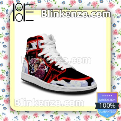 Cool Classic Luffy Gear 4 Custom Snakeman One Piece Anime Solid Color Line Mens Air Jordan 1 Mid Shoes a