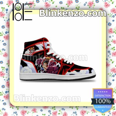 Cool Classic Luffy Gear 4 Custom Snakeman One Piece Anime Solid Color Line Mens Air Jordan 1 Mid Shoes b