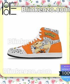 Cool Classic Pokémon Arcanine Solid Color Line Air Jordan 1 Mid Shoes