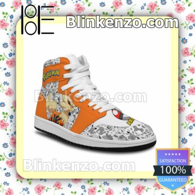 Cool Classic Pokémon Arcanine Solid Color Line Air Jordan 1 Mid Shoes a
