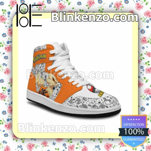 Cool Classic Pokémon Arcanine Solid Color Line Air Jordan 1 Mid Shoes a
