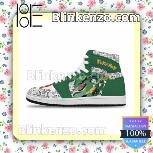 Cool Classic Pokémon Rayquaza Solid Color Line Air Jordan 1 Mid Shoes