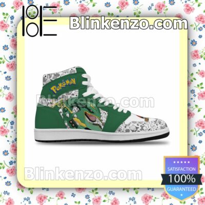 Cool Classic Pokémon Rayquaza Solid Color Line Air Jordan 1 Mid Shoes b