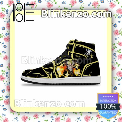 Cool Classic Vinsmoke Sanji Diable Jambe Custom Anime One Piece Solid Color Line Air Jordan 1 Mid Shoes