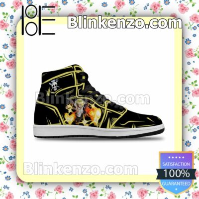 Cool Classic Vinsmoke Sanji Diable Jambe Custom Anime One Piece Solid Color Line Air Jordan 1 Mid Shoes b