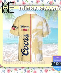 Coors Banquet Palm Tree Light Yellow White Summer Hawaiian Shirt b