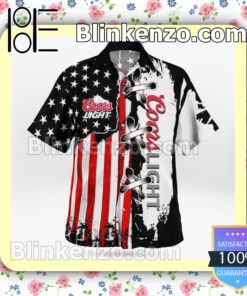 Coors Light American Flag Color Summer Hawaiian Shirt b