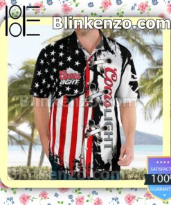 Coors Light American Flag Color Summer Hawaiian Shirt c