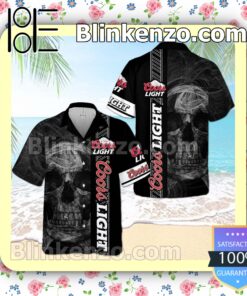 Coors Light Smoky Skull Black Summer Hawaiian Shirt