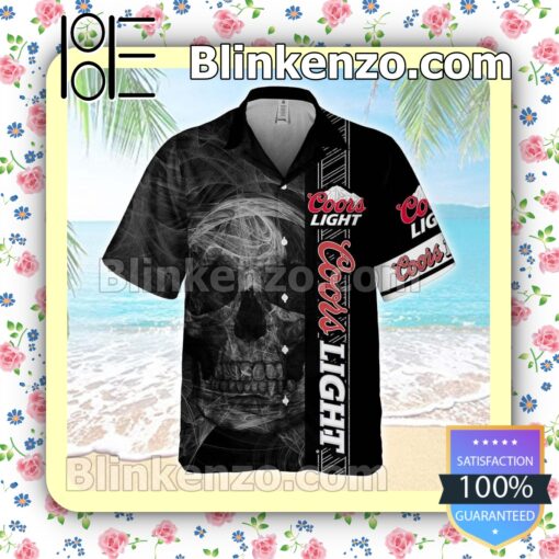 Coors Light Smoky Skull Black Summer Hawaiian Shirt a