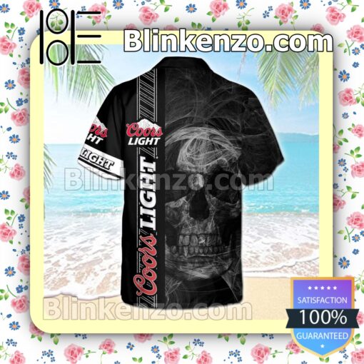 Coors Light Smoky Skull Black Summer Hawaiian Shirt b