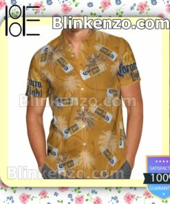 Corona Light Palm Tree Yellow Summer Hawaiian Shirt, Mens Shorts