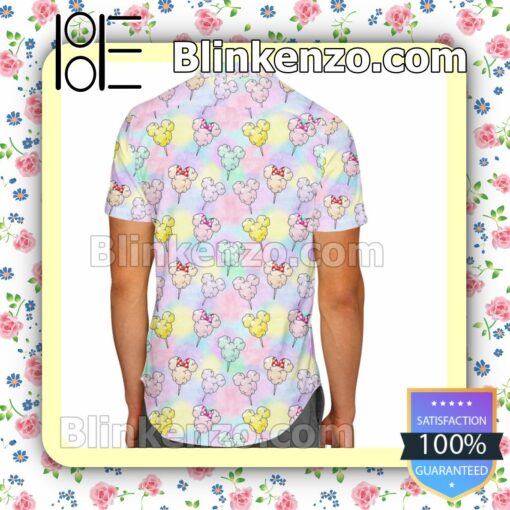 Cotton Candy Mouse Ears Pattern Disney Cartoon Graphics Summer Hawaiian Shirt, Mens Shorts a