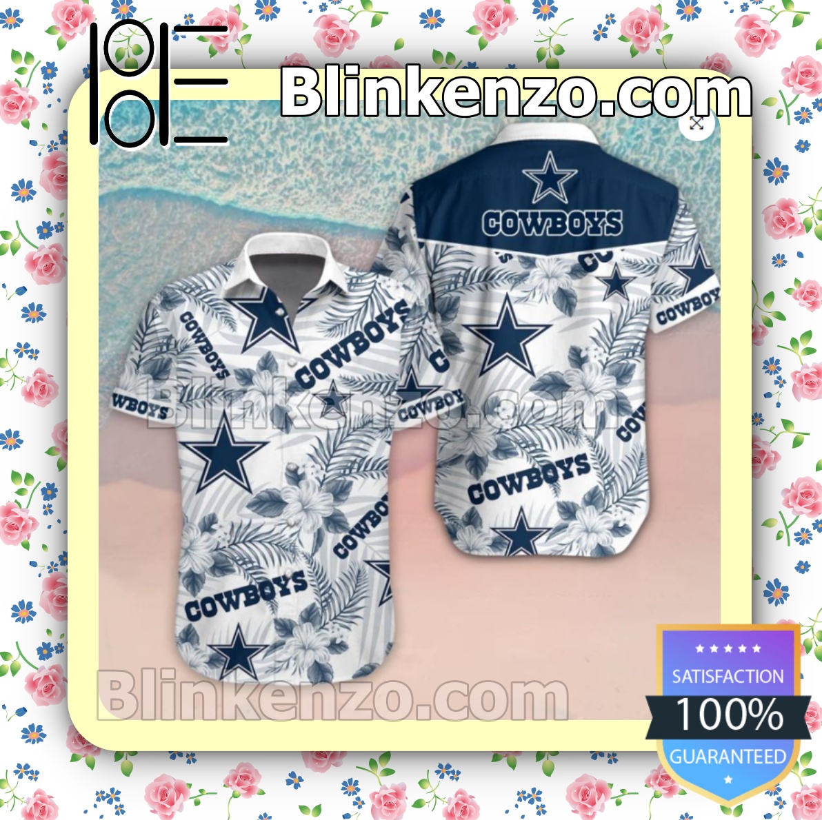 Beautiful Cowboys Star Navy Tropical Floral White Summer Shirts