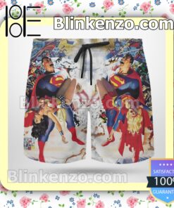 Crisis on Infinite Earths DC Superman and Wonder Woman Summer Hawaiian Shirt b