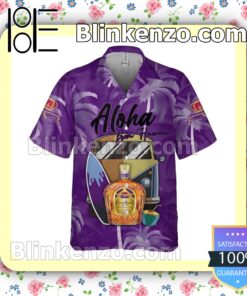 Crown Royal Aloha From Hawaii Purple Summer Hawaiian Shirt b