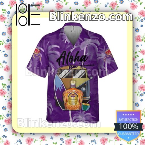 Crown Royal Aloha From Hawaii Purple Summer Hawaiian Shirt b