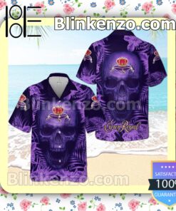 Crown Royal Angry Skull Flowery Purple Summer Hawaiian Shirt