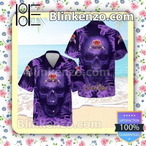 Crown Royal Angry Skull Flowery Purple Summer Hawaiian Shirt