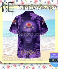 Crown Royal Angry Skull Flowery Purple Summer Hawaiian Shirt b