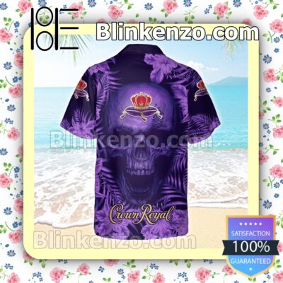 Crown Royal Angry Skull Flowery Purple Summer Hawaiian Shirt b