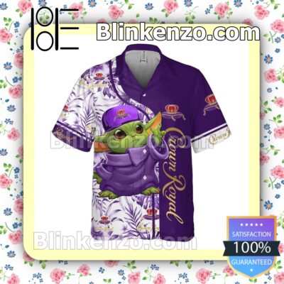 Crown Royal Baby Yoda Flowery White Purple Summer Hawaiian Shirt a