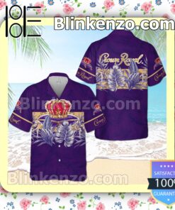 Crown Royal Canadian Whisky Leaves Pattern Purple Summer Hawaiian Shirt