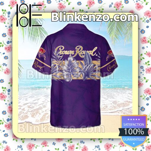 Crown Royal Canadian Whisky Leaves Pattern Purple Summer Hawaiian Shirt b
