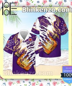 Crown Royal Claws Usa Flag Pattern White Purple Summer Hawaiian Shirt