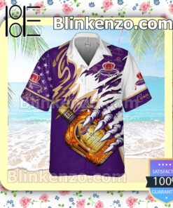 Crown Royal Claws Usa Flag Pattern White Purple Summer Hawaiian Shirt a