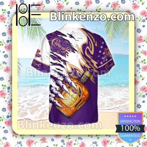 Crown Royal Claws Usa Flag Pattern White Purple Summer Hawaiian Shirt b