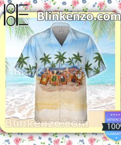 Crown Royal Collection Palm Tree Blue Summer Hawaiian Shirt a