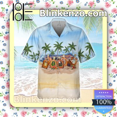 Crown Royal Collection Palm Tree Blue Summer Hawaiian Shirt a