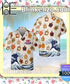 Crown Royal Collections Beach Waves Beige Summer Hawaiian Shirt