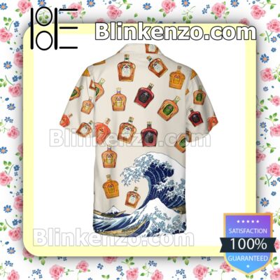 Crown Royal Collections Beach Waves Beige Summer Hawaiian Shirt b