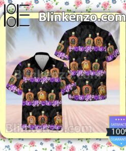 Crown Royal Collections Flowery Black Summer Hawaiian Shirt, Mens Shorts