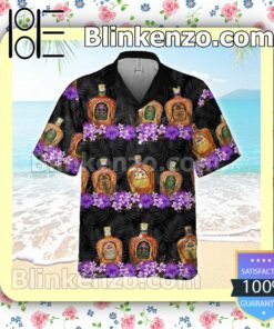 Crown Royal Collections Flowery Black Summer Hawaiian Shirt, Mens Shorts a