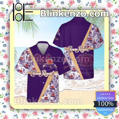 Crown Royal Flowery White Purple Summer Hawaiian Shirt