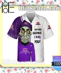 Crown Royal Haters Silence Skull Purple White Summer Hawaiian Shirt a