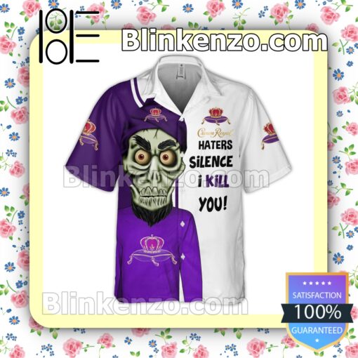 Crown Royal Haters Silence Skull Purple White Summer Hawaiian Shirt a