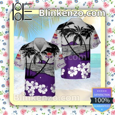 Crown Royal Hibicus Palm Tree Summer Hawaiian Shirt, Mens Shorts