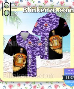 Crown Royal Memorial Day Camo Black Purple Summer Hawaiian Shirt